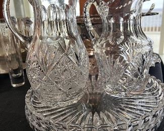 Crystal pitchers and platters