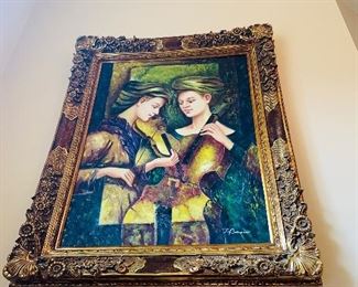 $800
HUGE PAINTING “TWO LADIES PLAYING VIOLIN AND CELLO “ SIGNED J BONACCI
