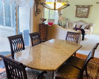 $400
KITCHEN TABLE GRANITE TOP
TABLE MEASURES 84”L x 42”W x 29.5”H
$575 CHAIRS 
2 CAPTAIN CHAIRS 4 REGULAR CHAIRS 
CAPTAIN CHAIR MEASURES 25.5”W x 19”D x 39.5”H
REGULAR CHAIR MEASURES 23”W x 19”D x 39.5”H