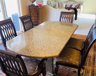 * $400
KITCHEN TABLE GRANITE 
TABLE MEASURES 84”L x 42”W x 29.5”H
$575 CHAIRS 