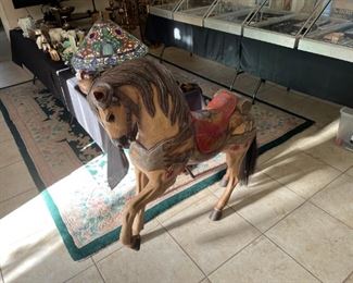 Vintage solid wood, carousel horse. 