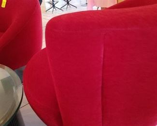 1980's -90's Modern Red Swivel Chairs