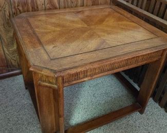 vintage heavy wood end table
