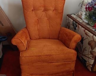 vintage orange velvet side chair