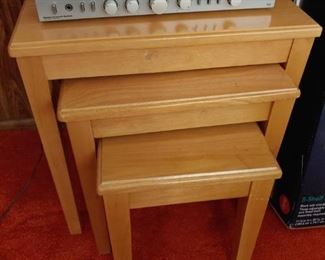 blonde wood nesting tables