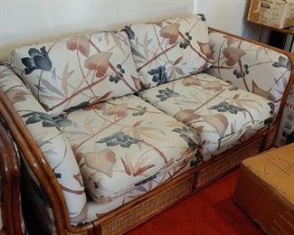vintage rattan base love seat