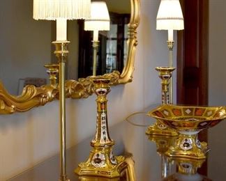 lamps (2/pair) and Royal Crown Derby bone china