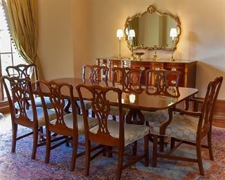 Meriden House Group by Drexel Dining room table and 8 dining chairs, extra leaves not shown. 