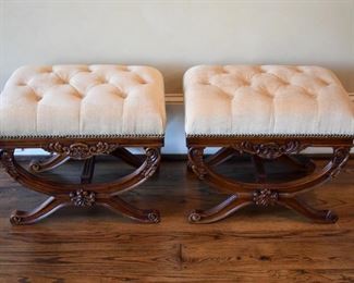 Pair of tufted benches by Frontgate