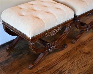 2/Pair of tufted benches by Frontgate