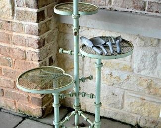 plant stand, green, metal