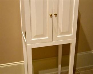 small, white bathroom storage cabinet