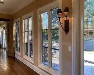 6 Sconces, 20 sets of double windows 81 1/2" H  X  31 1/2" W.