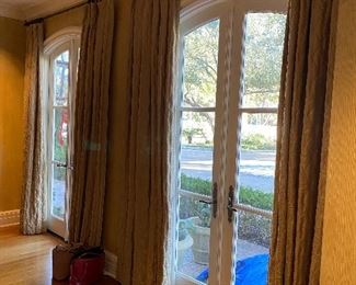 More living area drapes and hardware. Arched French doors for sale also.