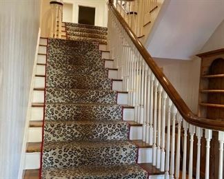 Stairs, runner and bannister for sale.