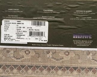 INFO ON BACK OF THE RUG