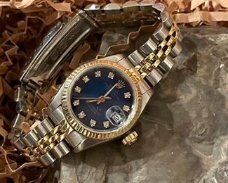 ROLEX Women's Oyster Perpetual Datejust Blue Dial with 18K Gold & Steel Watch