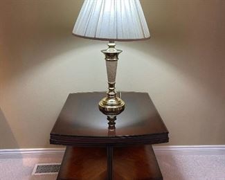 Wood Tiered Glass Topped Display / Side Table