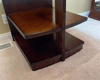 Wood Tiered Glass Topped Display / Side Table