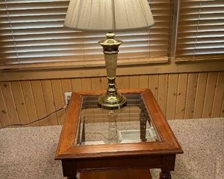 Drexel Glass Topped Side Table