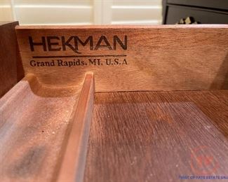 HEKMAN Chippendale Style Leather Mahogany Partner Desk