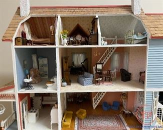 Large Handmade Doll House with Doll Furniture