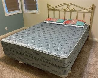 Brass Headboard with Queen Size Beauty Rest Mattress Set