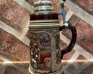 Original THEWALT German Beer Stein with Crown Pewter Lid