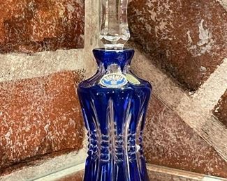 Bohemia Czech Republic Hand Cut BLUE Lead Crystal Perfume Bottle