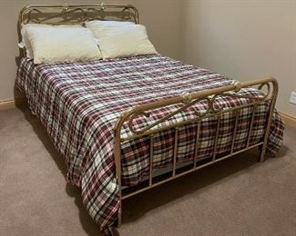 Full Size Bed with Brass Headboard and Footboard