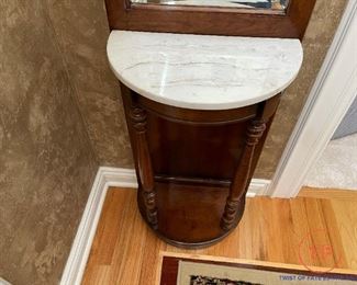 PULASKI Hall Tree with Demilune Marble Table