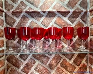 Ruby Red Wine / Goblet Glasses - SET of 12