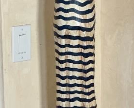 Striped Tall Cat Whimsical Wood Statue Home Decor	39x6x6in	HxWxD
