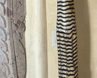 Striped Tall Cat Whimsical Wood Statue Home Decor 39x6x6in HxWxD
