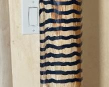 Striped Tall Cat Whimsical Wood Statue Home Decor	39x6x6in	HxWxD
