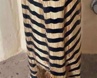 Striped Tall Cat Whimsical Wood Statue Home Decor	39x6x6in	HxWxD
