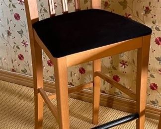 2pc Natural Wood BROS/S Counter Height Chairs PAIR 44x18x17in Seat: 31.5in HxWxD
