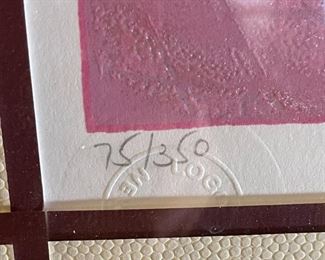 Huge Signed Litho Itzchak Tarkay Small Talk Textured Lithograph Serigraph Print Framed Painting w/ COA Frame: 44x72x2in Image: 29x58in HxWxD