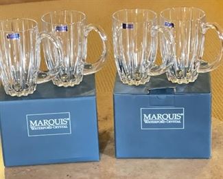 4pc Waterford Marquis Crystal Omega Beer Mugs Troon north engraved in box 5.75x3.5x5.75in HxWxD