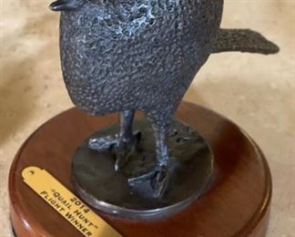 4pc Forrest Tuttle Troon Bird Bronze Quail Statues Sculptures Trophies Large: 6x5x7in HxWxD