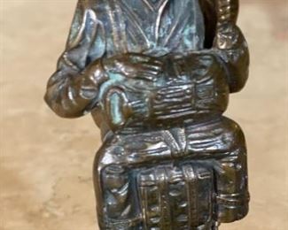Bronze & Marble Soldier Ashtray Trinket Dish 7.5x5x7in HxWxD
