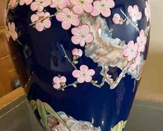 Lg Cherry Blossom  Ceramic Vase Studio Pottery Sally Sayoko Noland	20in H x 11in Diameter	

