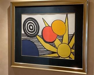 Signed Alexander Calder Sunburst Litho Epreuve d’ Artiste Framed Lithograph Print w/ COA	Frame: 40x36in image; 19 x 24 and	HxWxD

