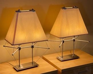 2pc Contemporary Cable & Brushed steel Lamps PAIR	25 x 15 x 11in	HxWxD
