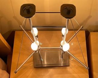 2pc Contemporary Cable & Brushed steel Lamps PAIR 25 x 15 x 11in HxWxD