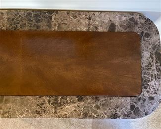 Marble Tile Burl Wood Sofa Table	29 x 50 x 19.25in	HxWxD
