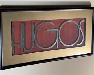 Hugos Framed Art Brass Letters	Frame:  16. 5 x 33 x1in Image: 9.5 x 26in	HxWxD
