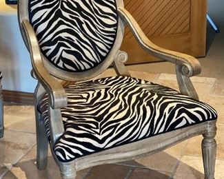 2pc Faux Zebra Pattern Chairs	43x31x31in	HxWxD
