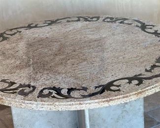 Custom Granite Stone Inlay Table	31in H x 60in Diameter	
