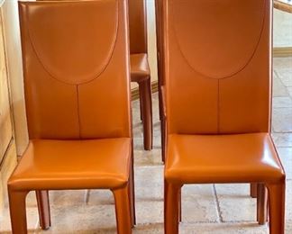 6pc Copenhagen Contemporary Leather Dining Chairs 39x17x18in seat: 17.5in HxWxD